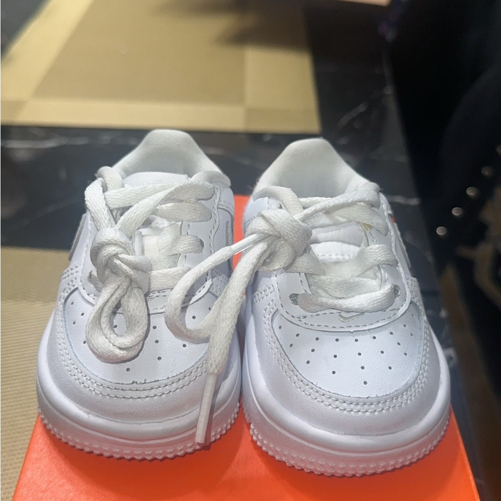 Kids White Leather-Style Sneakers